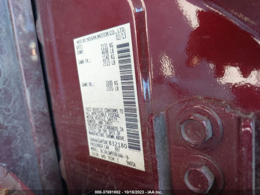2013 NISSAN MAXIMA 3.5 S - 1N4AA5AP5DC832180