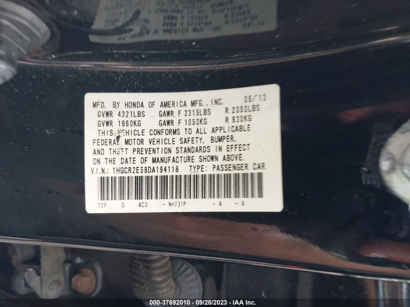 2013 HONDA ACCORD SDN SPORT - 1HGCR2E58DA194118