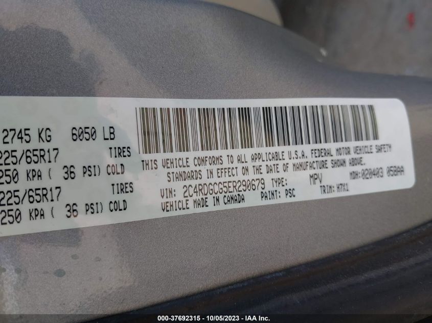 2014 DODGE GRAND CARAVAN SXT - 2C4RDGCG5ER290679