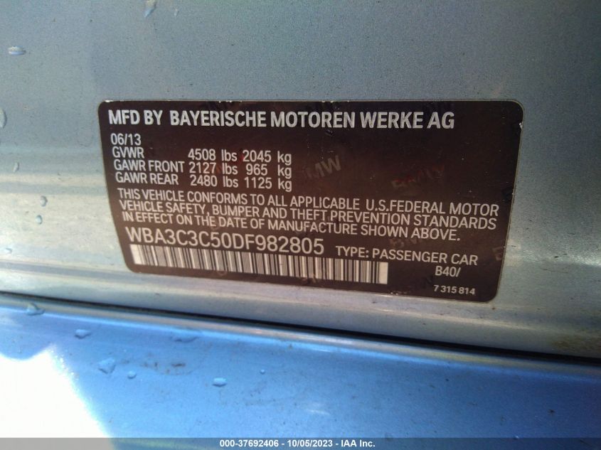 2013 BMW 320I XDRIVE WBA3C3C50DF982805