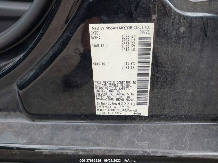 2021 NISSAN ALTIMA 2.5 SR - 1N4BL4CV3MN407713