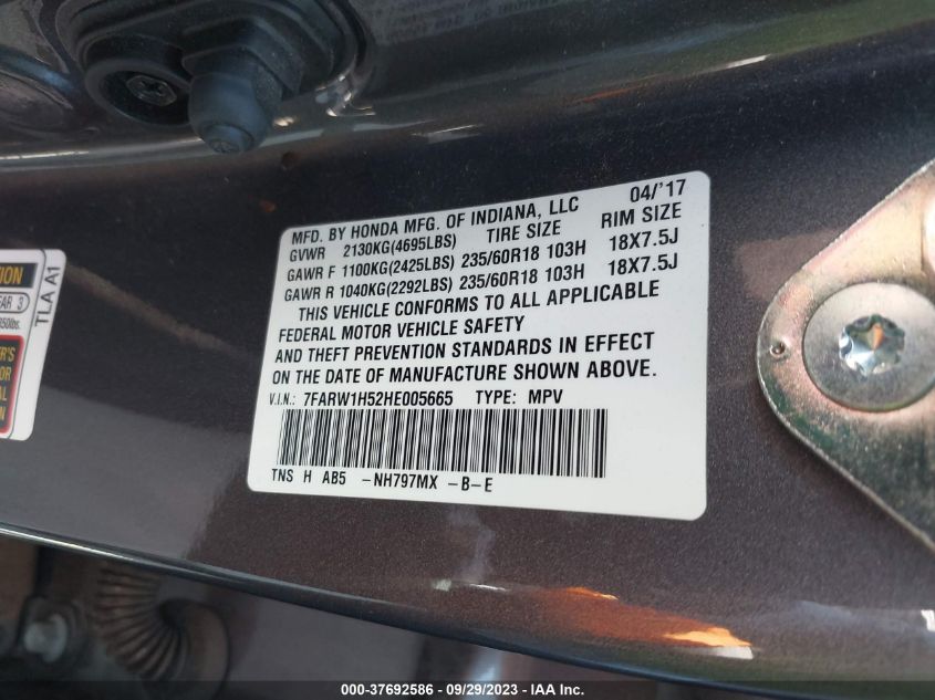 2017 HONDA CR-V EX - 7FARW1H52HE005665