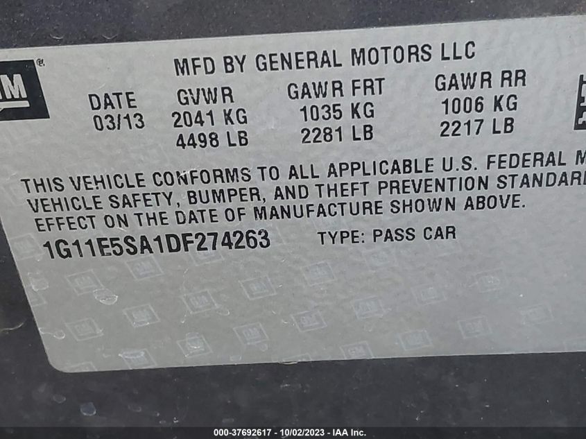 2013 CHEVROLET MALIBU LT - 1G11E5SA1DF274263
