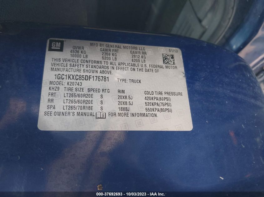 2013 CHEVROLET SILVERADO 2500HD LT - 1GC1KXC85DF176781