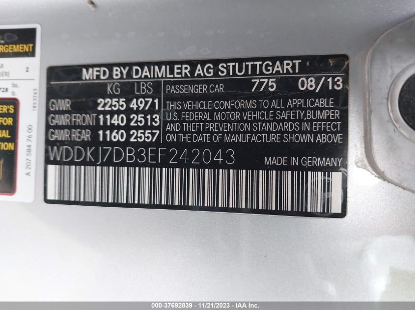 2014 MERCEDES-BENZ E 550 WDDKJ7DB3EF242043