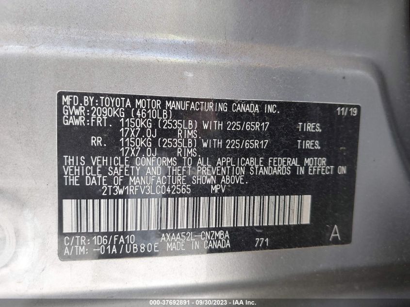 2020 TOYOTA RAV4 - 213W1RSZ3LC042565
