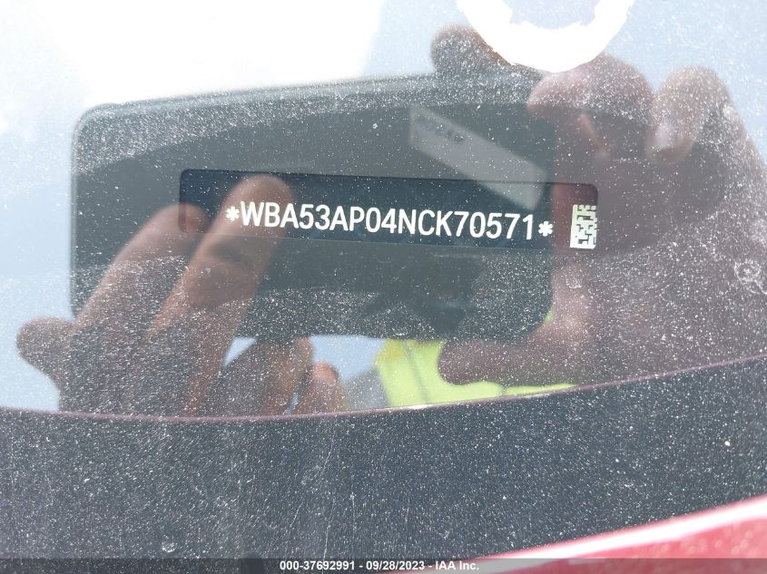 2022 BMW 430I WBA53AP04NCK70571