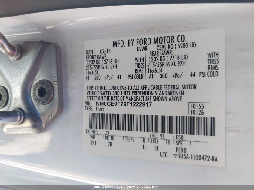 2015 FORD TRANSIT CONNECT WAGON XLT NM0GE9F79F1222917