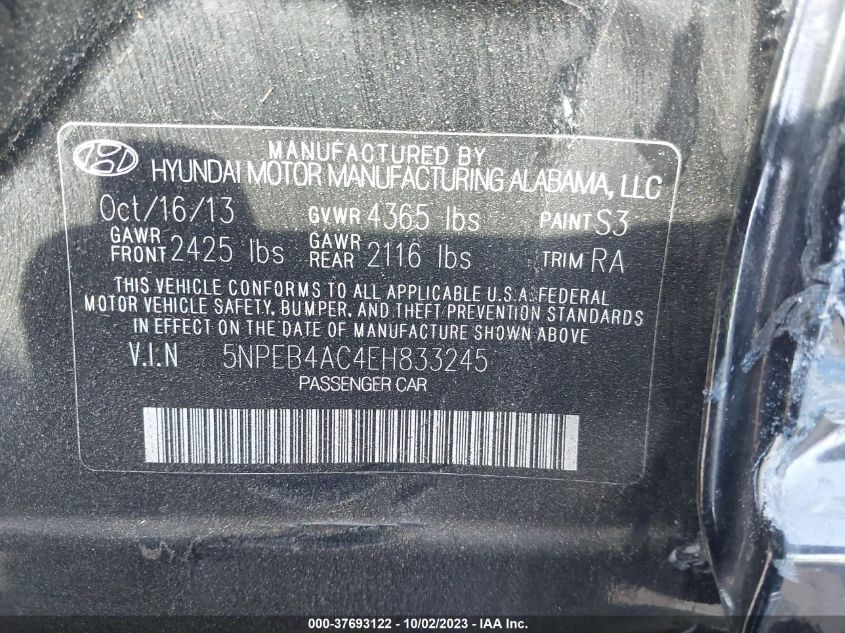 2014 HYUNDAI SONATA GLS - 5NPEB4AC4EH833245
