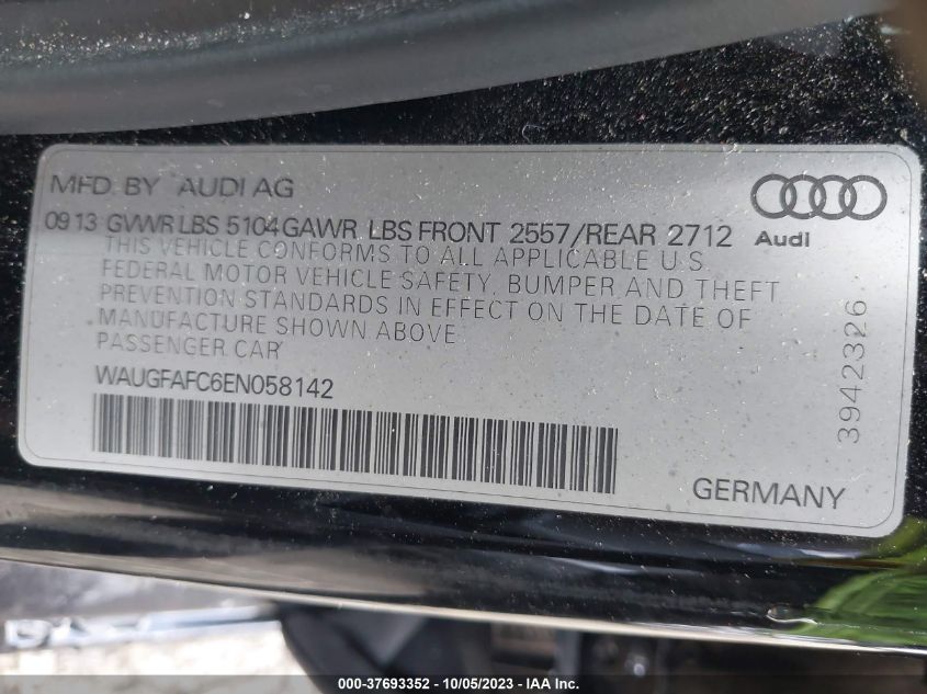 2014 AUDI A6 2.0T PREMIUM PLUS - WAUGFAFC6EN058142