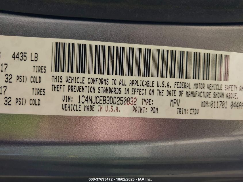 2013 JEEP COMPASS LATITUDE - 1C4NJCEB3DD250832