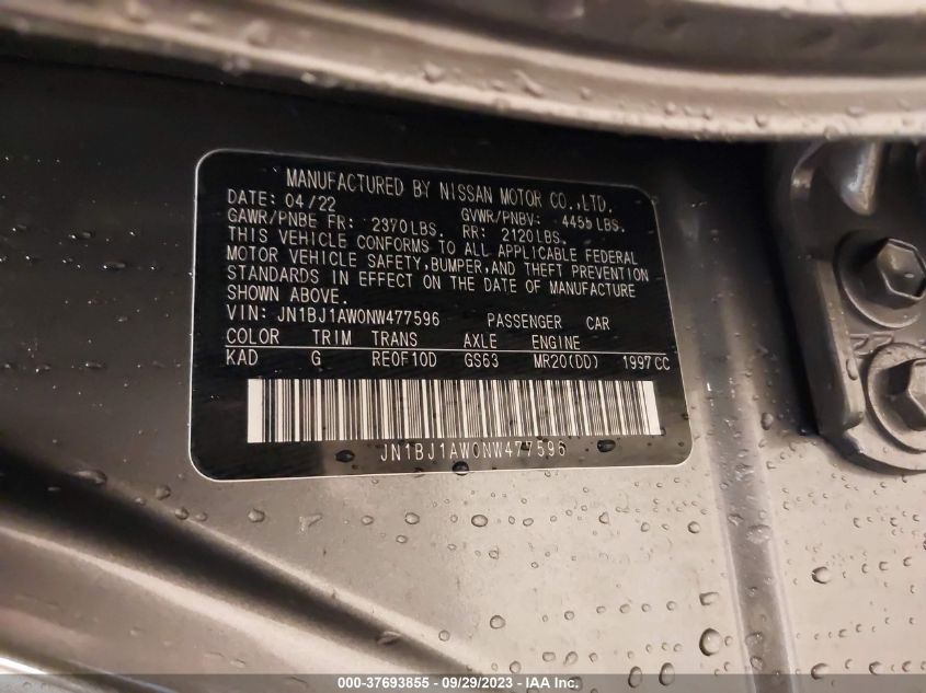 2022 NISSAN ROGUE SPORT S - JN1BJ1AW0NW477596
