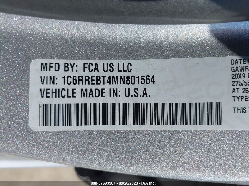 2021 RAM 1500 LONE STAR - 1C6RREBT4MN801564