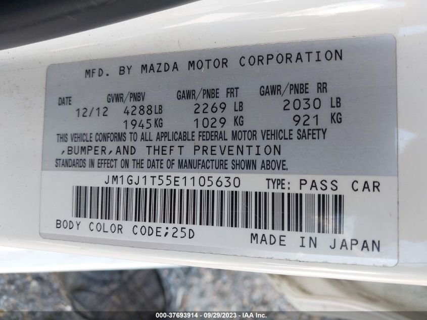 2014 MAZDA MAZDA6 I TOURING - JM1GJ1T55E1105630