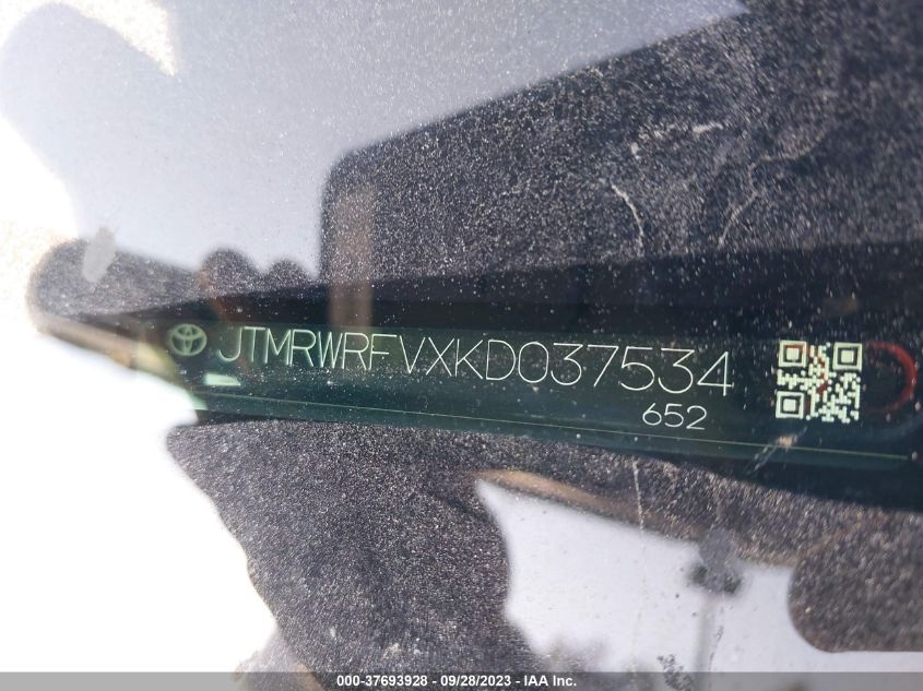 2019 TOYOTA RAV4 HYBRID XLE - JTMRWRFVXKD037534