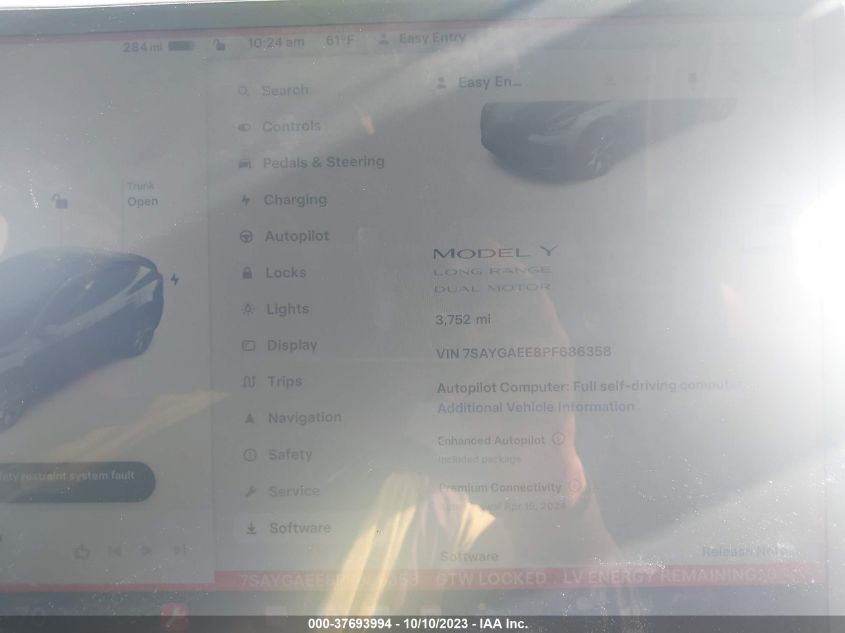 VIN 7SAYGAEE8PF686358 2023 TESLA MODEL Y LONG RANGE