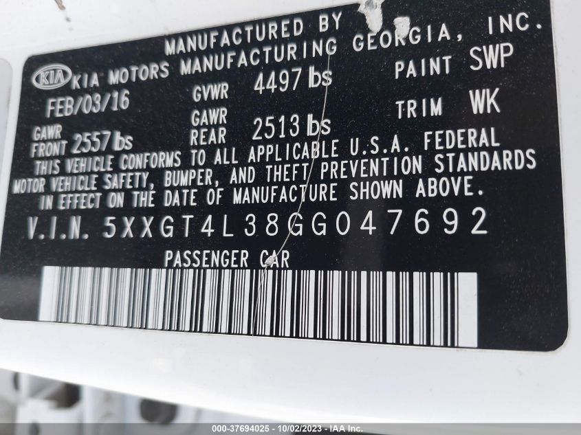 2016 KIA OPTIMA LX - 5XXGT4L38GG047692