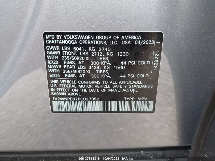 2023 VOLKSWAGEN ID.4 PRO S 1V2WNPE87PC027352
