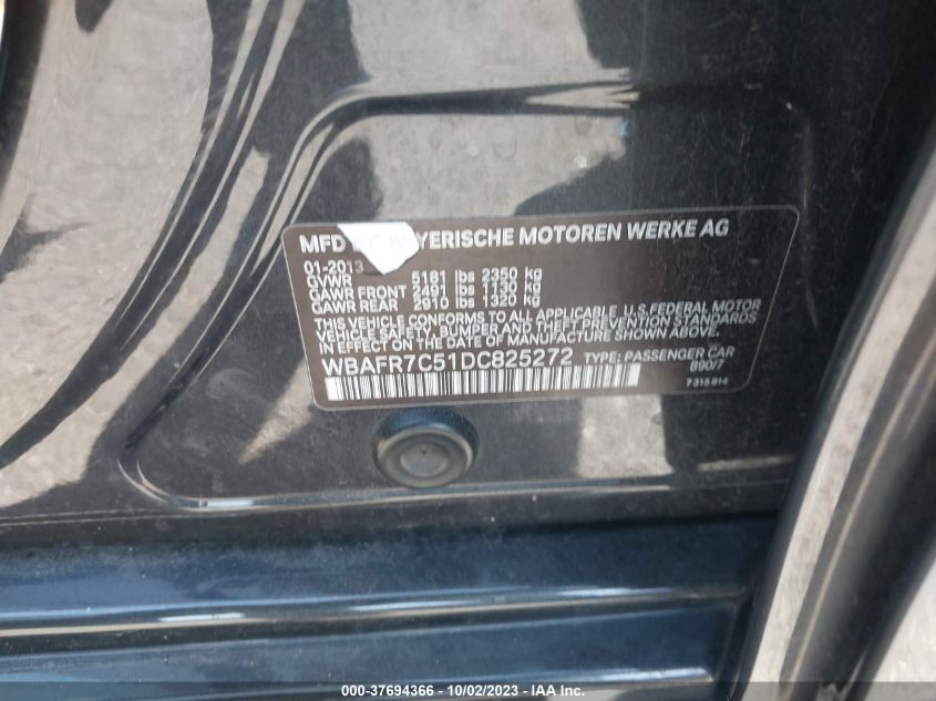 2013 BMW 5 SERIES 535I - WBAFR7C51DC825272
