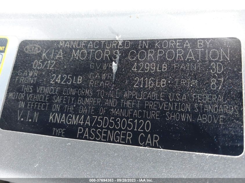 2013 KIA OPTIMA LX - KNAGM4A75D5305120