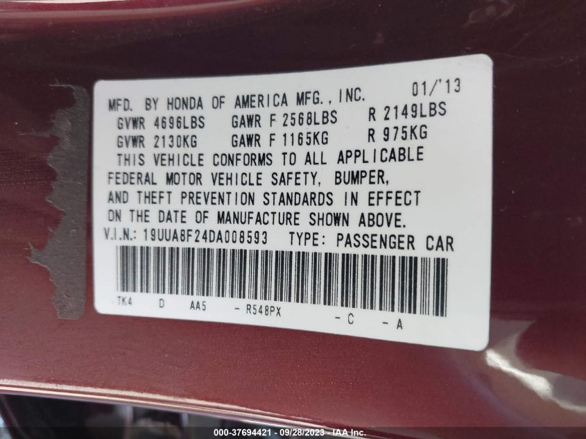 2013 ACURA TL - 19UUA8F24DA008593
