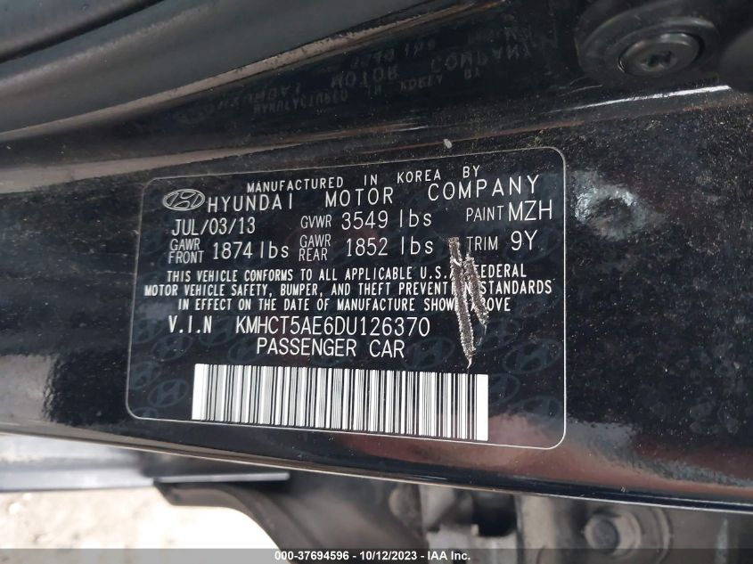 2013 HYUNDAI ACCENT GS - KMHCT5AE6DU126370