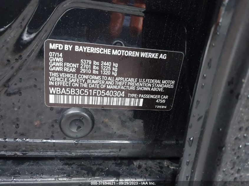 2015 BMW 535I XDRIVE WBA5B3C51FD540304