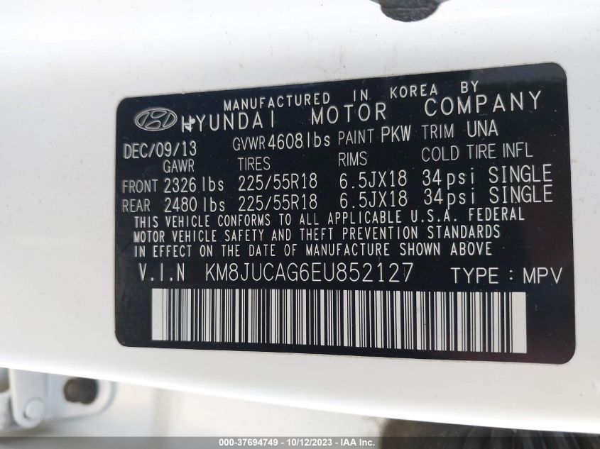2014 HYUNDAI TUCSON LIMITED - KM8JUCAG6EU852127