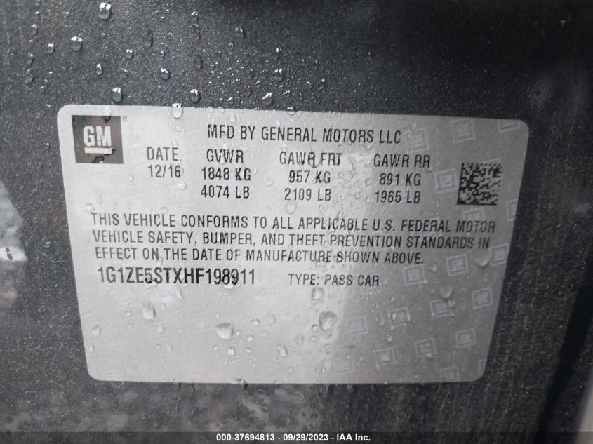 2017 CHEVROLET MALIBU LT - 1G1ZE5STXHF198911