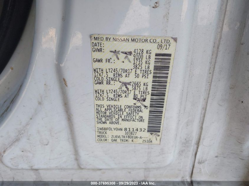 2017 NISSAN NV CARGO NV2500 HD SV V6 1N6BF0LY0HN811432