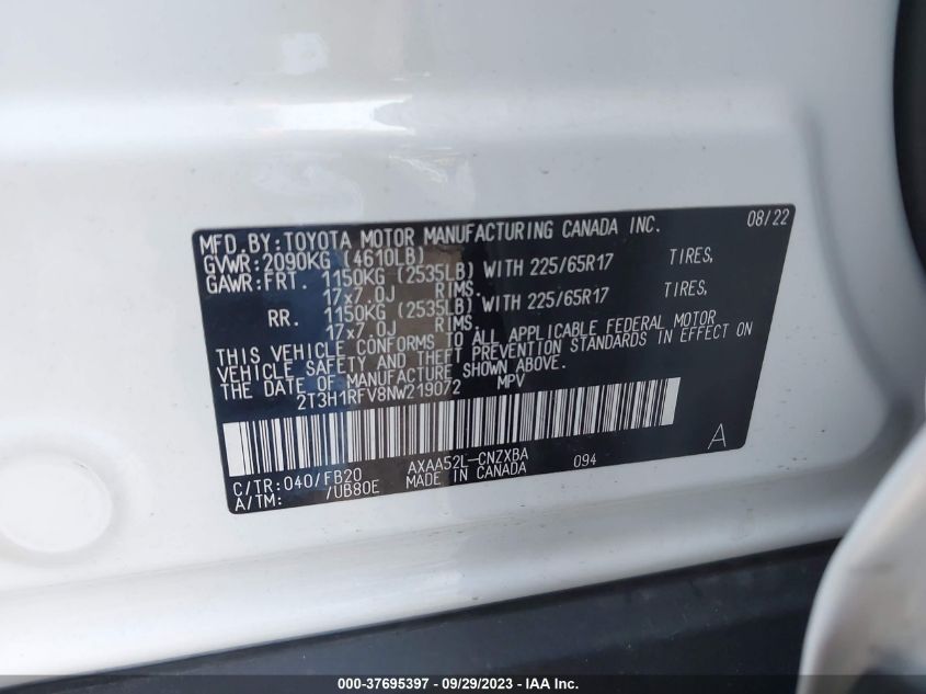 2022 TOYOTA RAV4 LE - 2T3H1RFV8NW219072