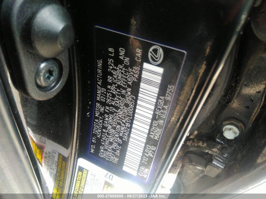 2020 LEXUS ES ES 300H 58AD21B17LU008573