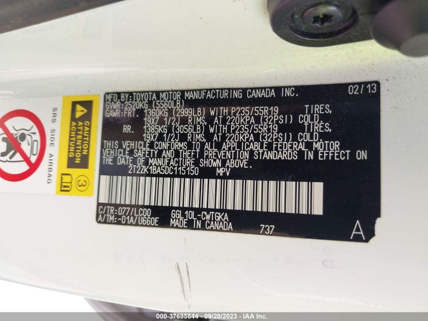 2013 LEXUS RX 350 - 2T2ZK1BA5DC115150