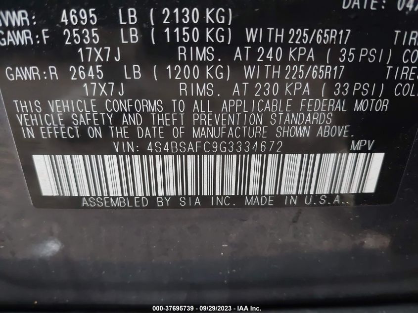 2016 SUBARU OUTBACK 2.5I PREMIUM - 4S4BSAFC9G3334672