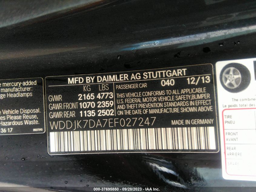 2014 MERCEDES-BENZ SL 550 - WDDJK7DA7EF027247