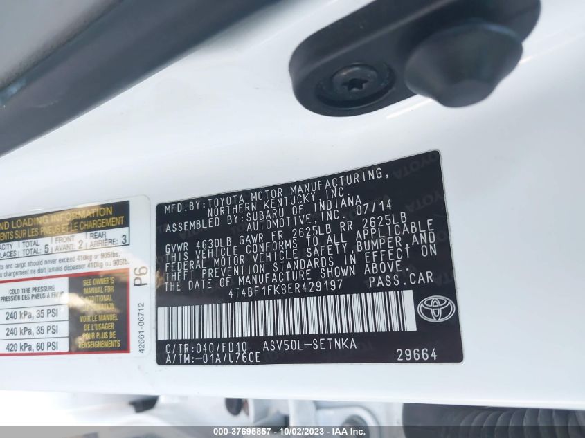 2014 TOYOTA CAMRY L/LE/XLE/SE/SE SPORT - 4T4BF1FK8ER429197