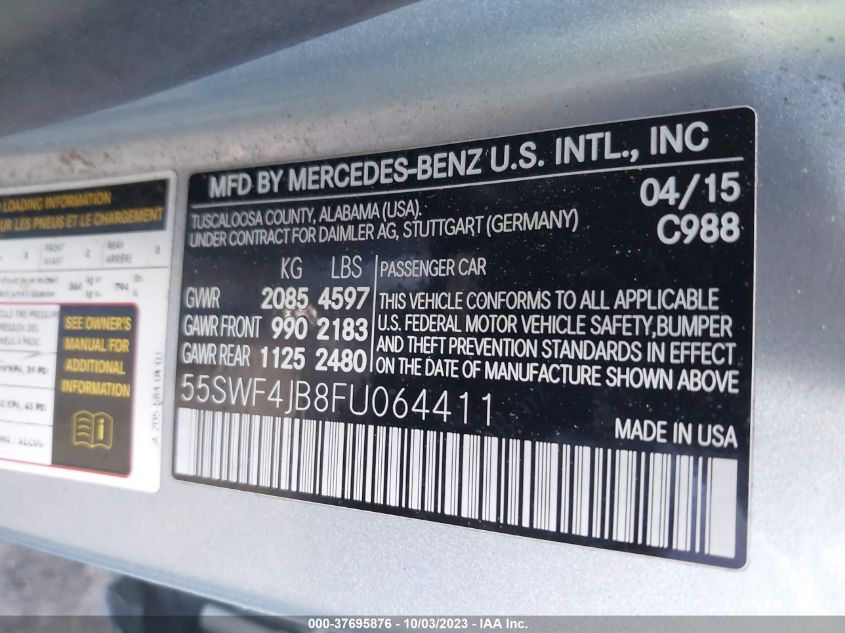 2015 MERCEDES-BENZ C 300 SPORT/LUXURY/ - 55SWF4JB8FU064411