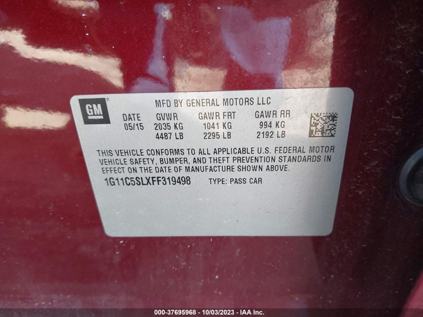 2015 CHEVROLET MALIBU LT - 1G11C5SLXFF319498