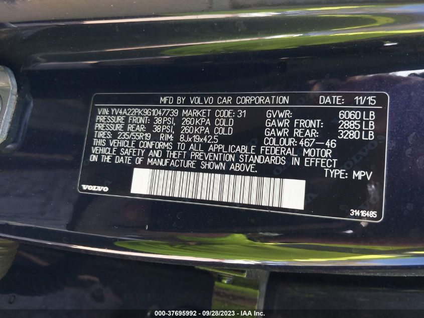 2016 VOLVO XC90 T6 MOMENTUM - YV4A22PK9G1047739