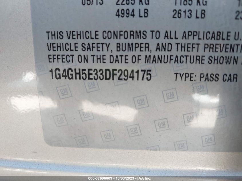 2013 BUICK LACROSSE PREMIUM 2 - 1G4GH5E33DF294175
