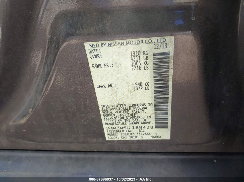 2014 NISSAN ALTIMA 2.5 S - 1N4AL3AP9EC189428