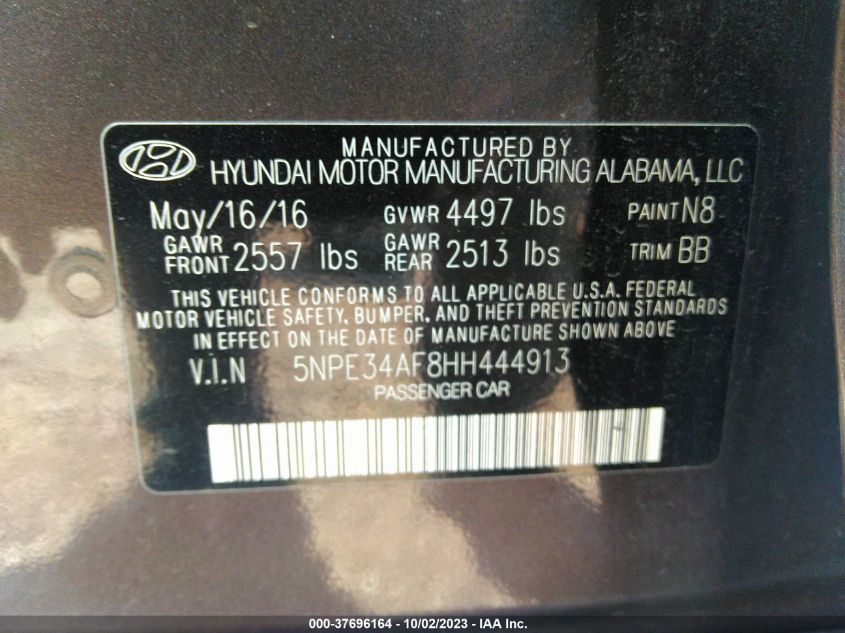 2017 HYUNDAI SONATA LIMITED - 5NPE34AF8HH444913