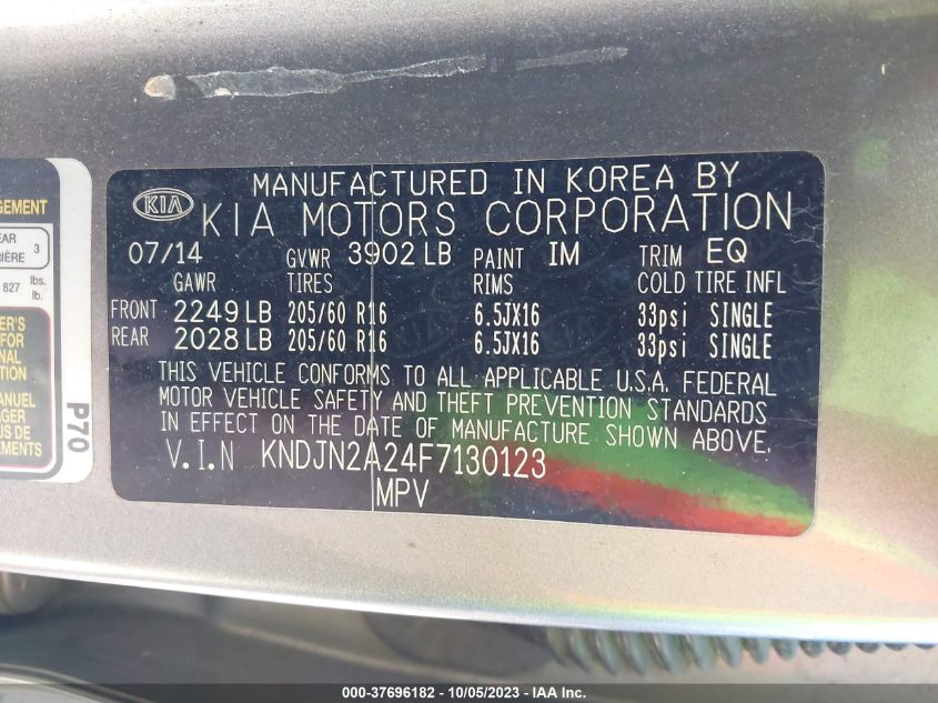2015 KIA SOUL - KNDJN2A24F7130123