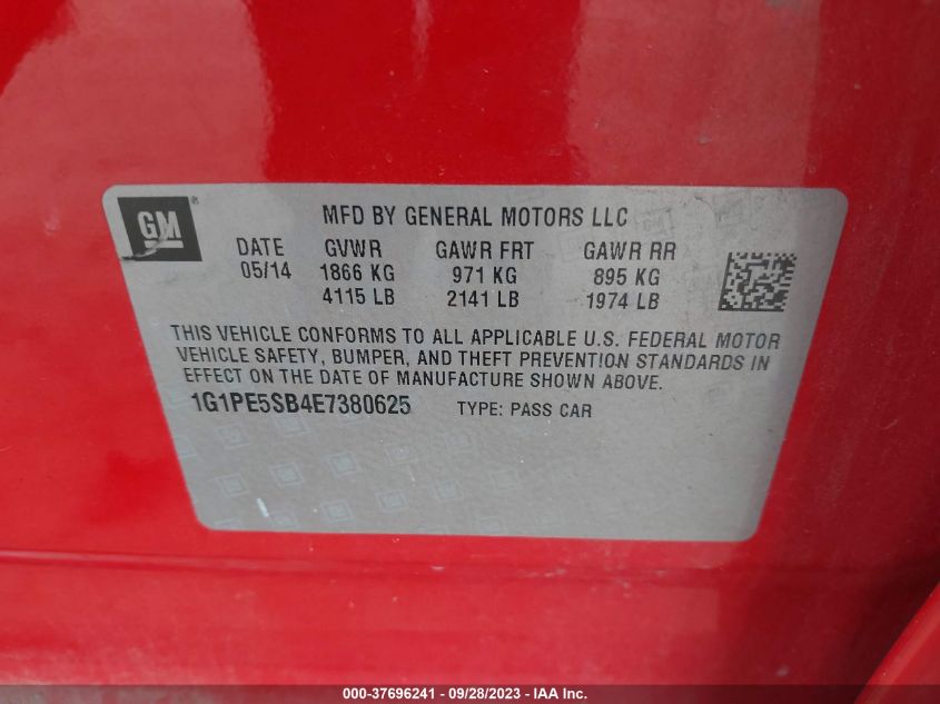 2014 CHEVROLET CRUZE 2LT - 1G1PE5SB4E7380625
