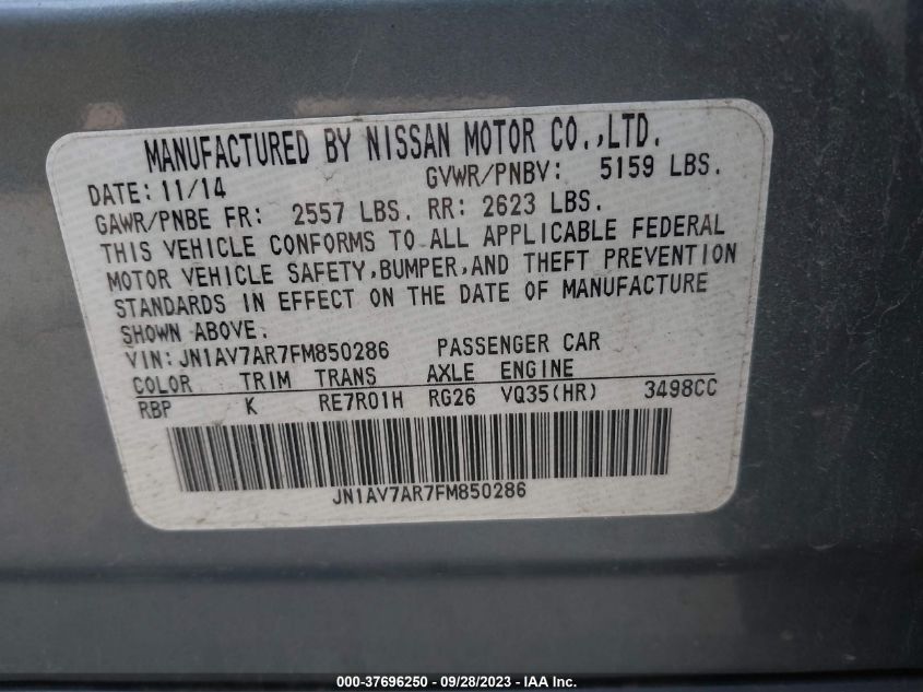 2015 INFINITI Q50 HYBRID PREMIUM - JN1AV7AR7FM850286