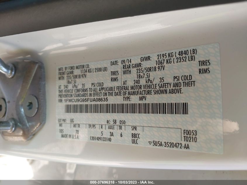 2015 FORD ESCAPE SE - 1FMCU9G95FUA08635