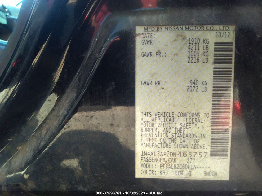 2013 NISSAN ALTIMA 2.5 S - 1N4AL3AP2DN465757