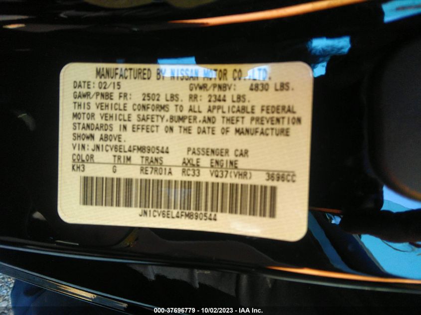 2015 INFINITI Q60 COUPE - JN1CV6EL4FM890544