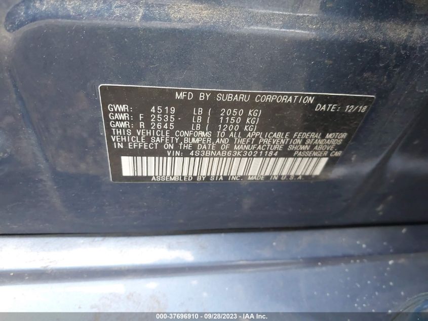 4S3BNAB63K3021184 Subaru Legacy   9