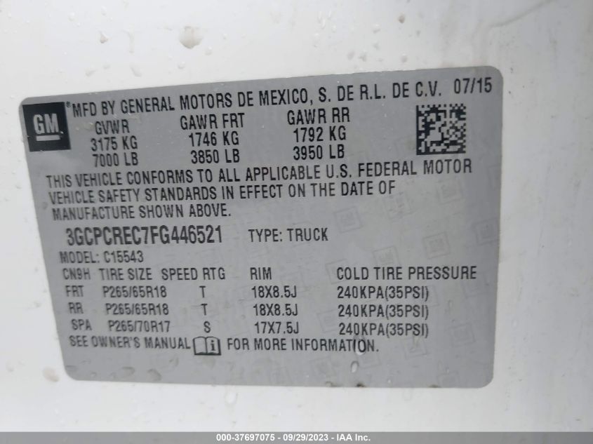 2015 CHEVROLET SILVERADO 1500 LT - 3GCPCREC7FG446521